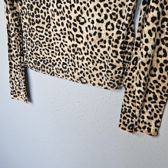 Mary Kate and Ashley Top Juniors Youth XL 14-16 Leopard Brown Tan Stretchy Soft - Picture 5 of 8